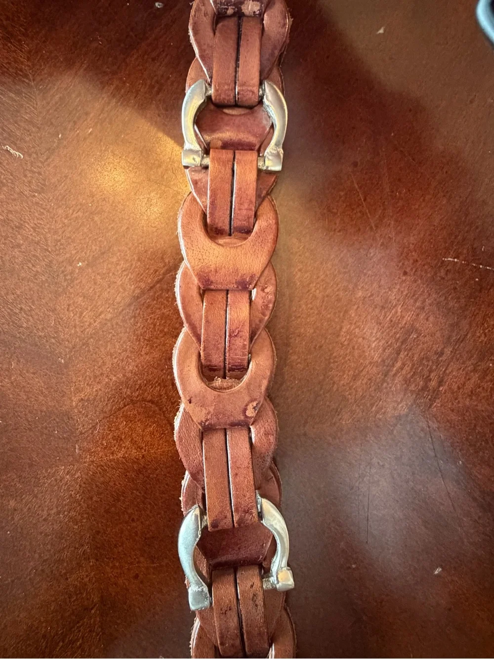 Aimee Lynn Vintage Women's Braided 100% Leather Belt in Brown
